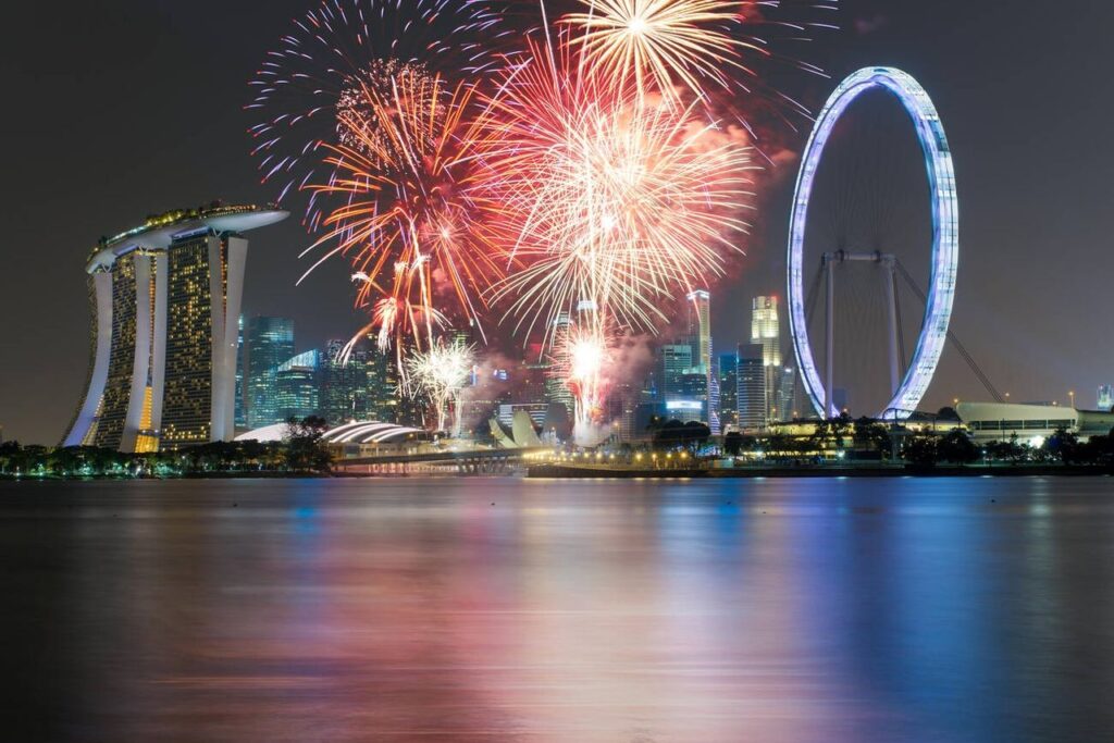 Singapore national day fireworks celebration